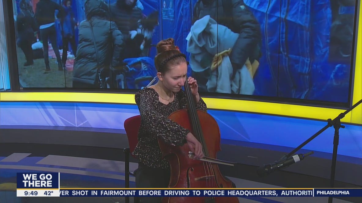 Local teen teachers herself to play Ukrainian national anthem as a show of support